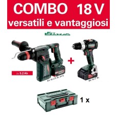 COMBO METABO 2 x 5,2 Ah 18V (TRAPANO / AVVITATORE + MARTELLO PERFORATORE COMBINATO)   